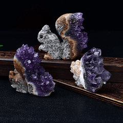 Amethyst Squirrel Ornament - Stupa Crystal