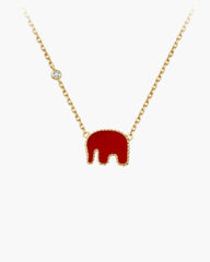 Auspicious Red Agate Elephant Necklace - Stupa Crystal