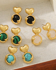 Malachite Heart Earrings - Stupa Crystal