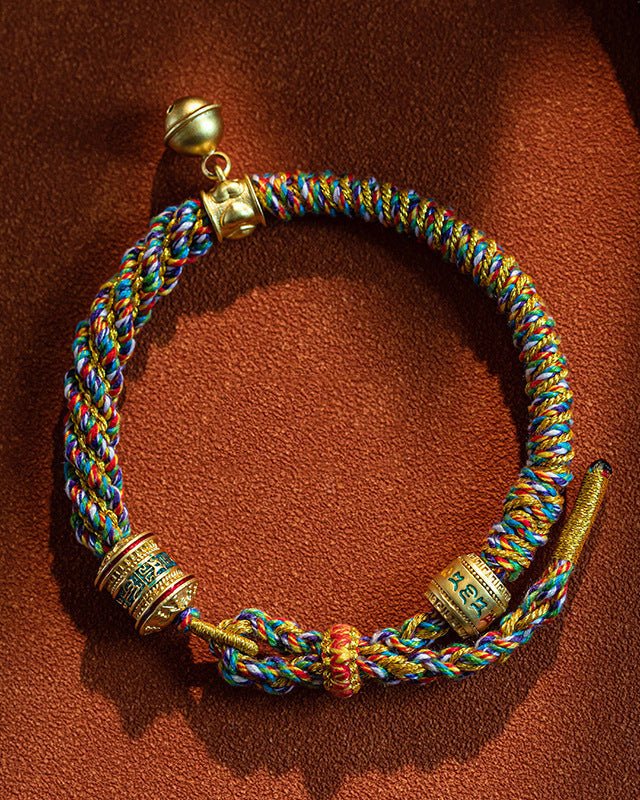ༀམཎིཔདྨེཧཱུྃ Om Mani Padme Hum Hand - Woven Bracelet - Stupa Crystal