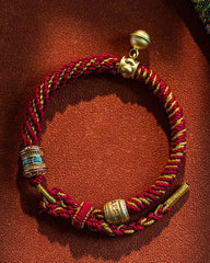 ༀམཎིཔདྨེཧཱུྃ Om Mani Padme Hum Hand - Woven Bracelet - Stupa Crystal