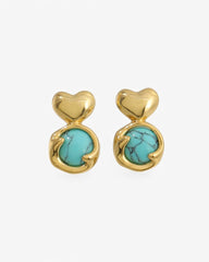 Turquoise Heart Earrings - Stupa Crystal