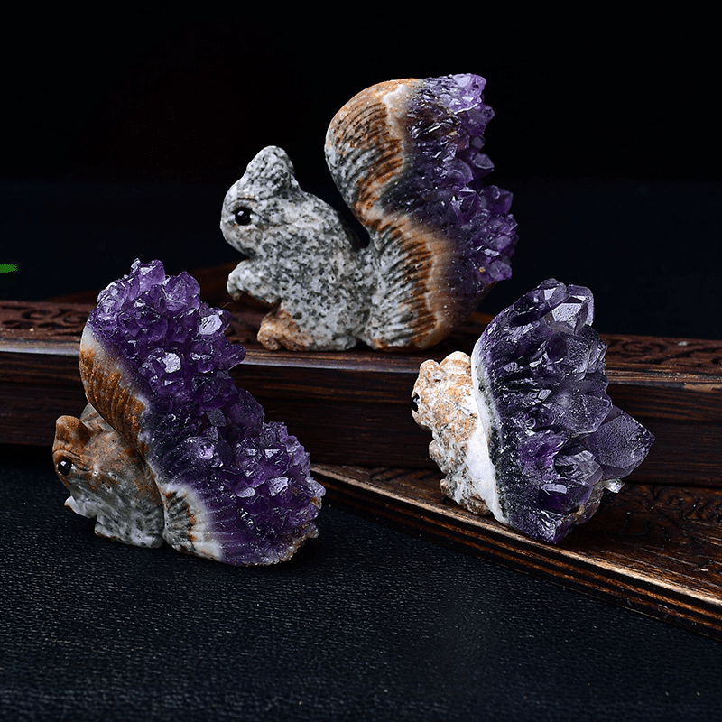 Amethyst Squirrel Ornament - Stupa Crystal